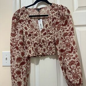 Dynamite Burgundy and Cream Floral Blouse